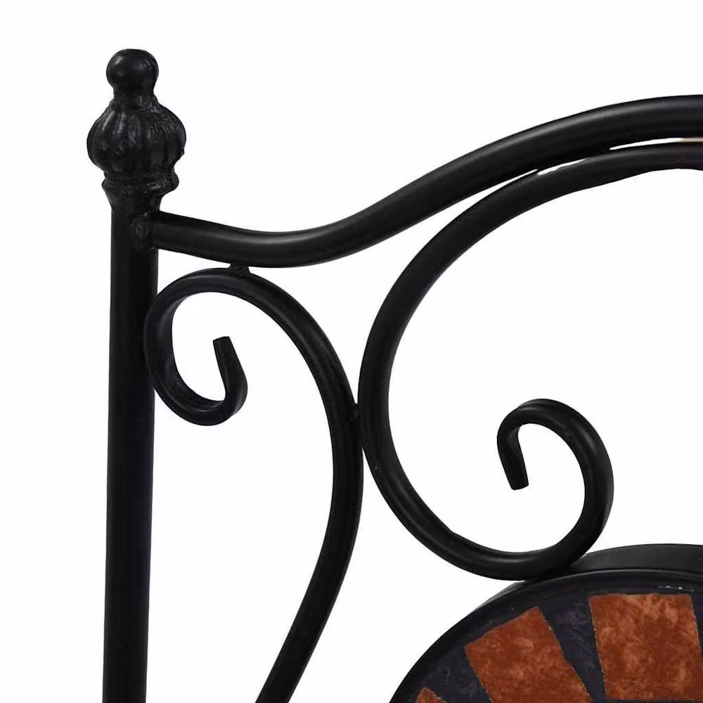 Berkfield Home Mosaic Bistro Chairs, Set of 2, Brown Ceramic and Metal – 4