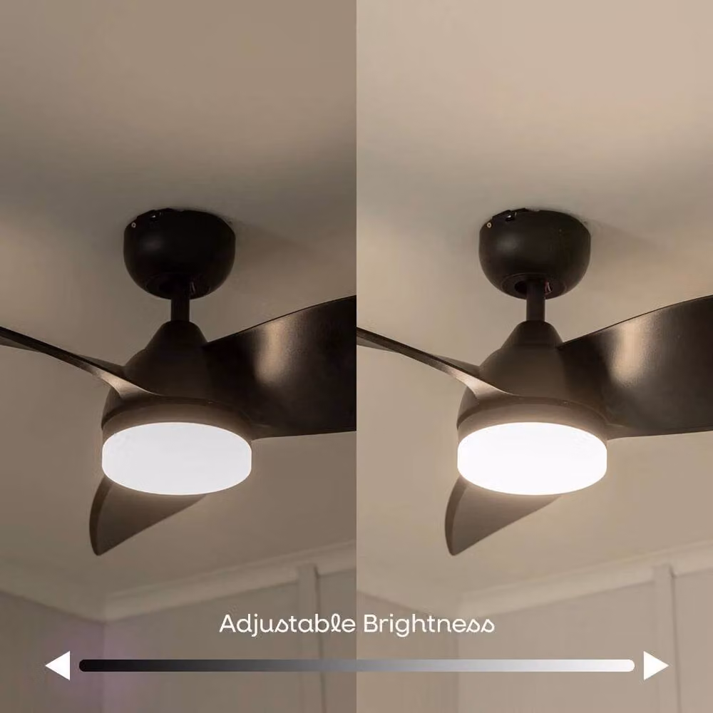 FLAVORA Matt Black Ceiling Fan with Integrated LED and Remote Control, 91.44 cm – 4