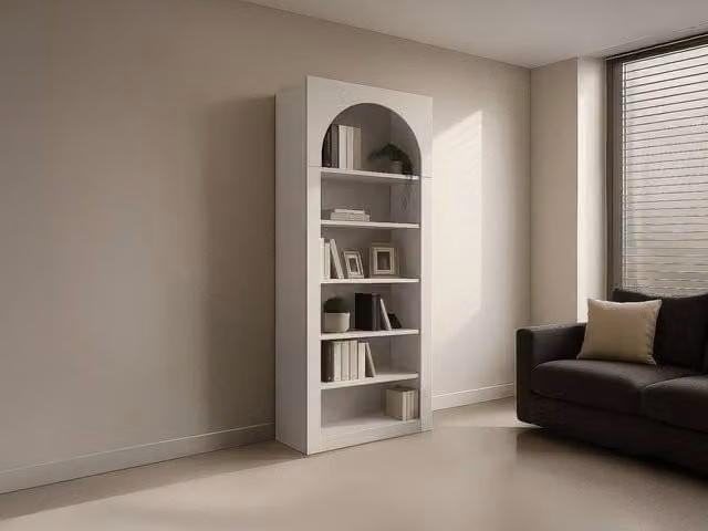 Vente-unique Minimalist 6-Niche Bookcase in Beige, H 180 x W 74 x D 35 cm – 1