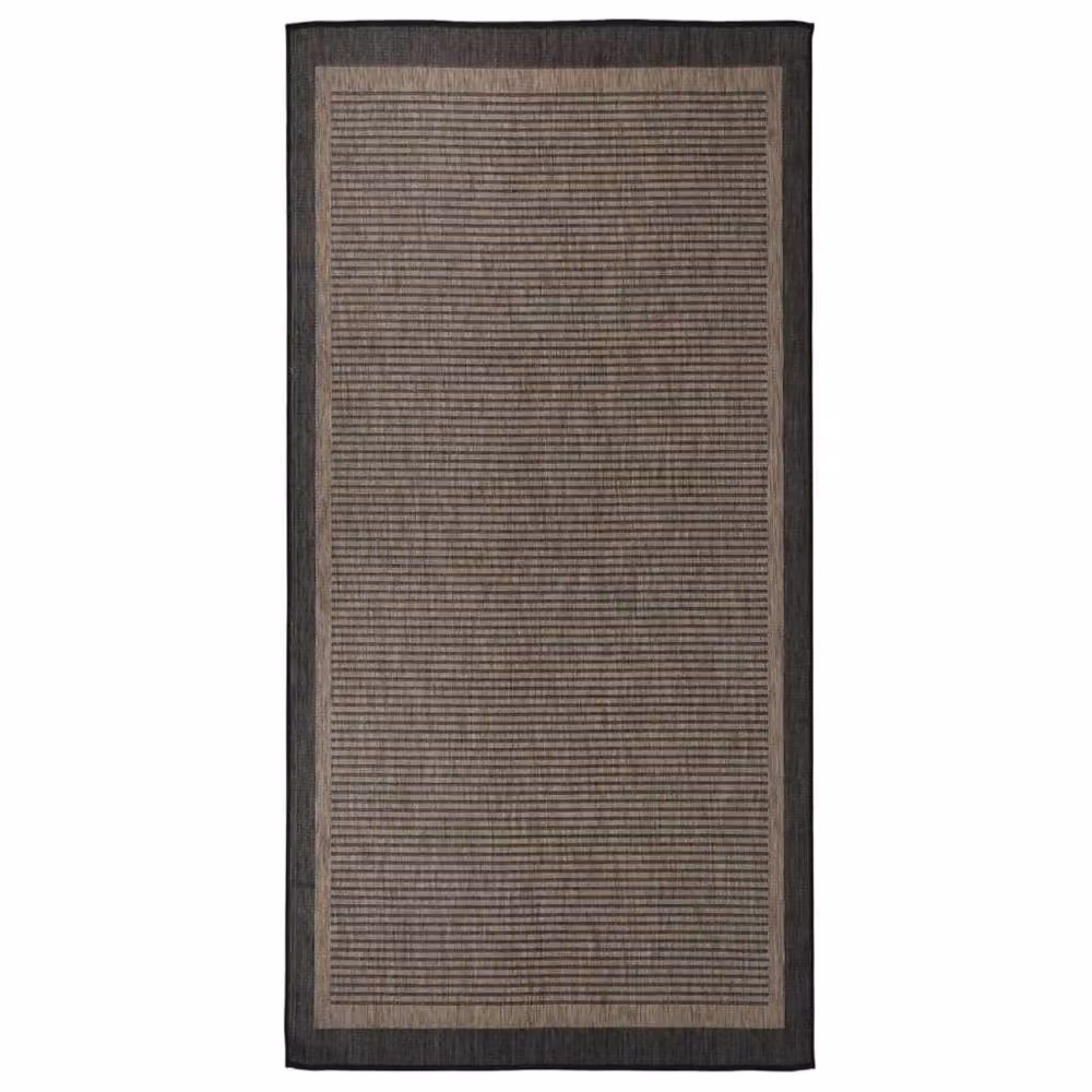 Berkfield Home Outdoor Flatweave Striped Rug in Brown, W: 100 cm x D: 200 cm – 2