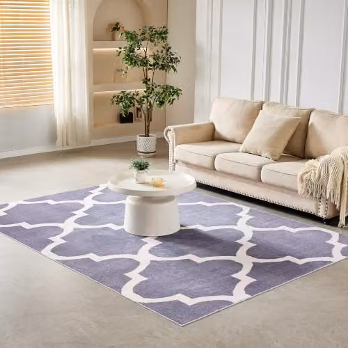 MCC Direct Modern Abstract Rectangular Microfibre Rug in Grey, W: 60 cm, D: 110 cm – 7