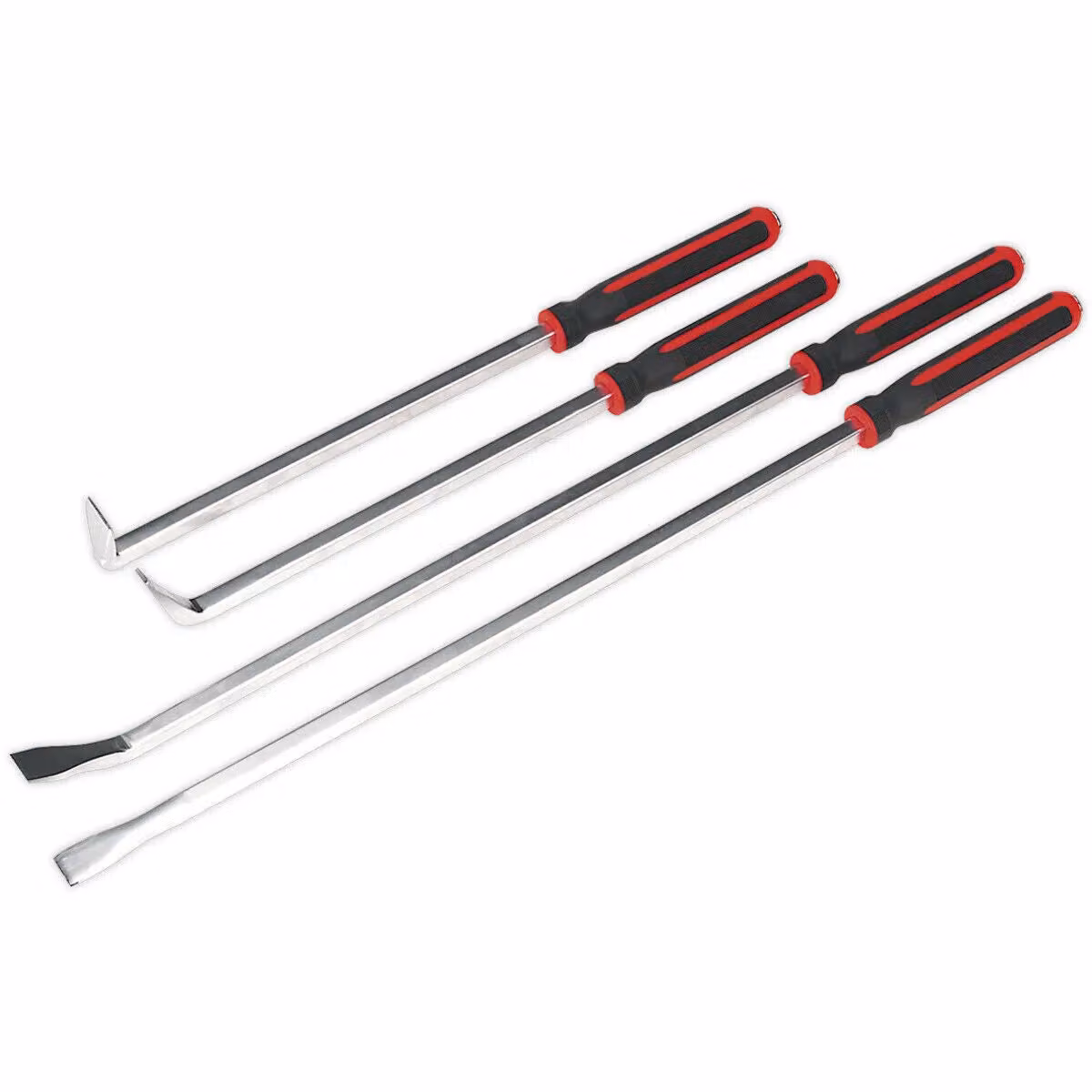 Loops 4 Piece Heavy Duty Stainless Steel Pry Bar Set with Hammer Cap and Soft Grip Handles in Multicolour – 2