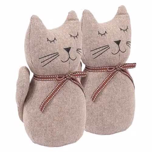 Nicola Spring Jasper the Cat Door Stops, Pack of 2, Grey and Brown, H 25 cm x W 16 cm – 1