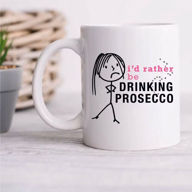 60 Second Makeover Women's I'd Rather Be Drinking Prosecco Ceramic Mug, White, 330 ml