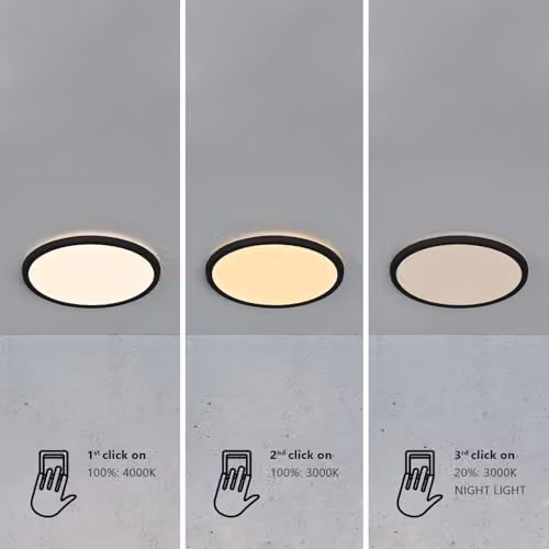 Nordlux Oja LED Ceiling Light, Black Plastic, IP54 Rated for Bathrooms, Dimmable – 3