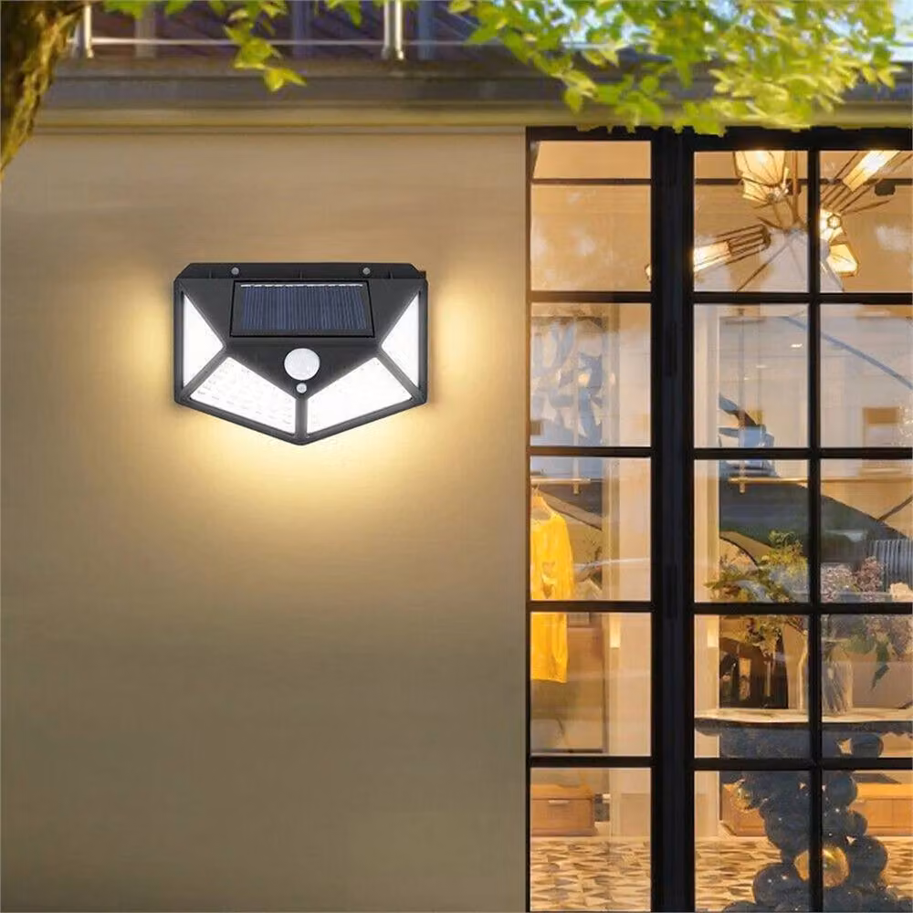 FLAVORA 2-Piece LED Solar Power Fence Lights with PIR Motion Sensor in Black – 5