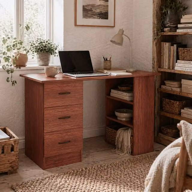Wyld Haus Mimi Modern Writing Desk in Brown, W: 120 cm, H: 72 cm