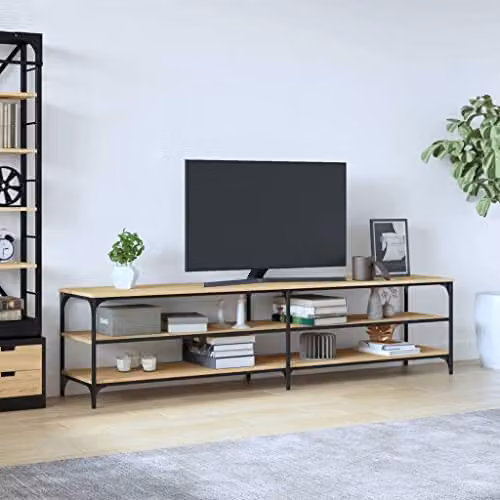 vidaXL Industrial TV Cabinet in Smoked Oak, W/D/H: 200 x 50 x 50 cm – 2