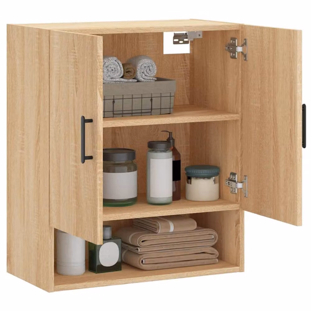 Berkfield Home Sonoma Oak Wall Cabinet in Light Brown, W: 60 cm, D: 31 cm, H: 70 cm – 3
