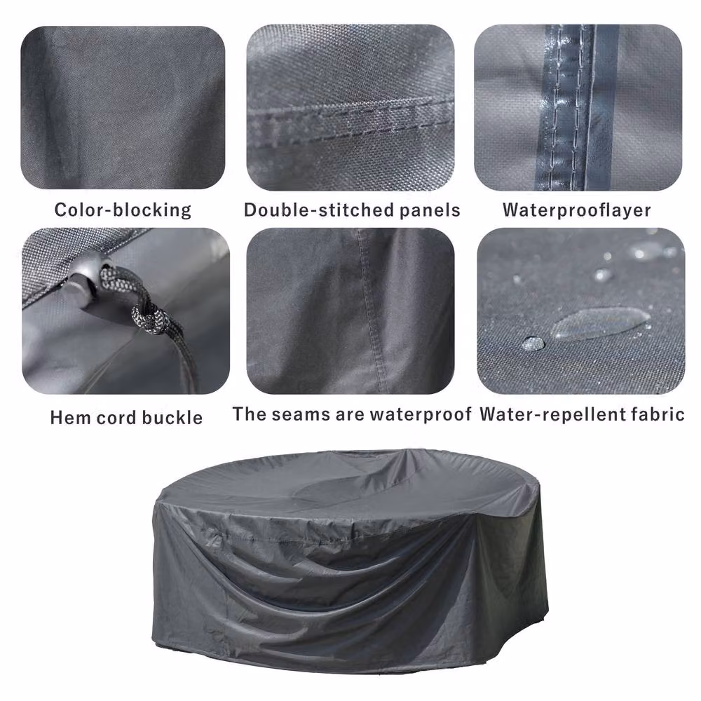 Direct Wicker Waterproof Round Outdoor Patio Rain Cover in Black – 4