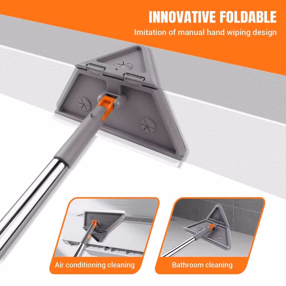 FLAVORA Grey Microfibre Wall Mop with Telescopic Stainless Steel Handle – 3