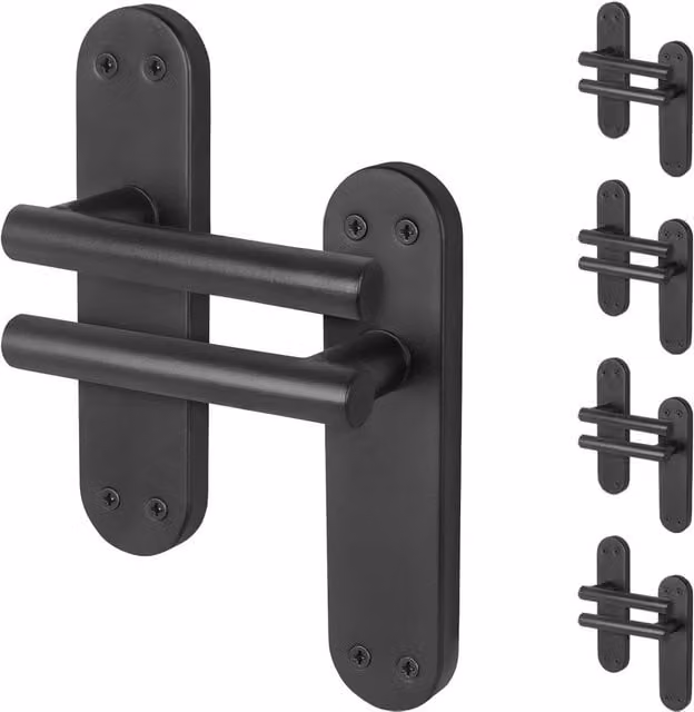 AFIT Black Matt T-Bar Door Handles with Long Backplate, 5 Pairs, W: 100 mm