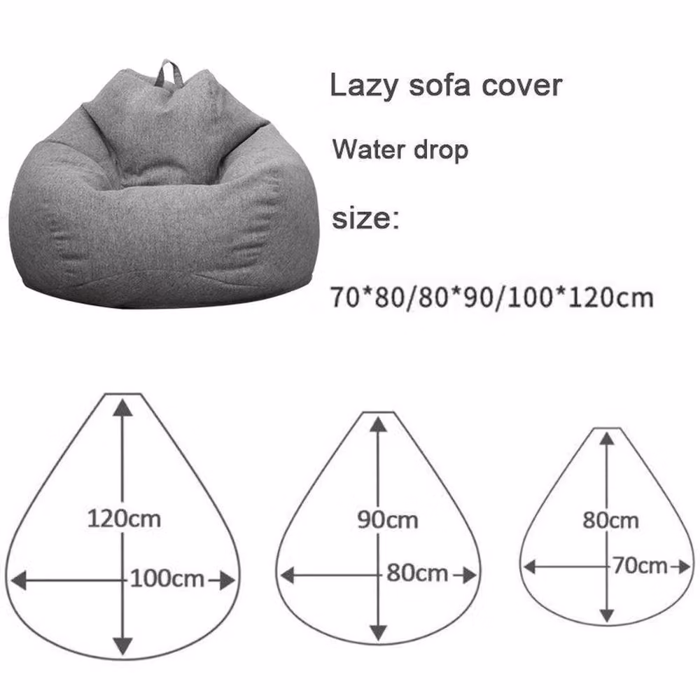 PAWNORA Extra Large Bean Bag Chair Cover, Grey, W: 80 cm, H: 90 cm – 2