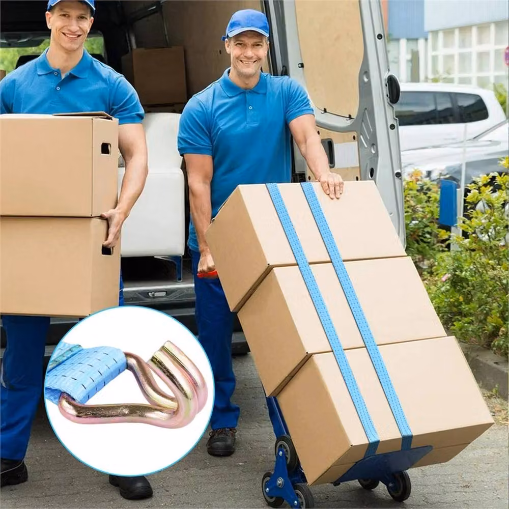 EONLION 4 Pack Heavy Duty Soft Link Ratchet Tie Down Transporter Straps in Blue – 2