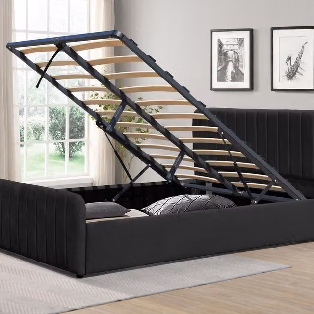 Comfy Living Gas Lift Ottoman Bedframe in Black Brushed Velvet