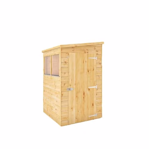 Mercia Modular Shiplap Pent Wood Garden Shed with Window and Single Door, Brown, W/D/H: 127.9 x 134.0 x 203.3 cm – 1