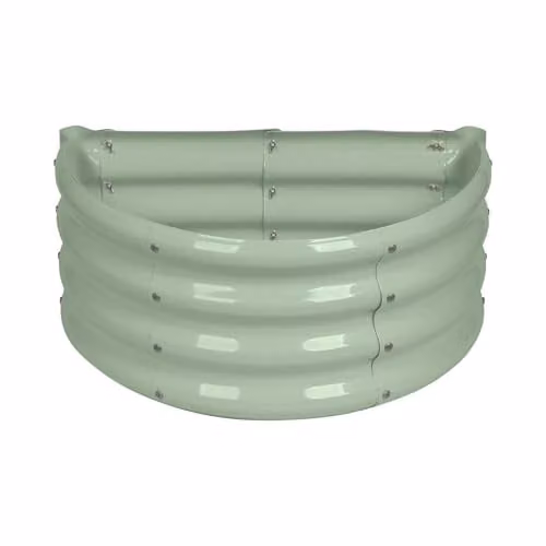 Harbour Housewares Green Semi-Circle Raised Garden Bed, Galvanised Steel Metal Planter, W: 60 cm, D: 30 cm, H: 30 cm