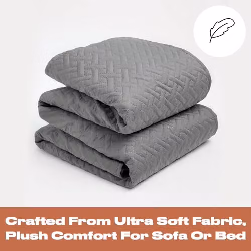 OHS Geometric Pinsonic Quilted Bed Throw in Grey, W/D/H: 200 x 240 cm – 3