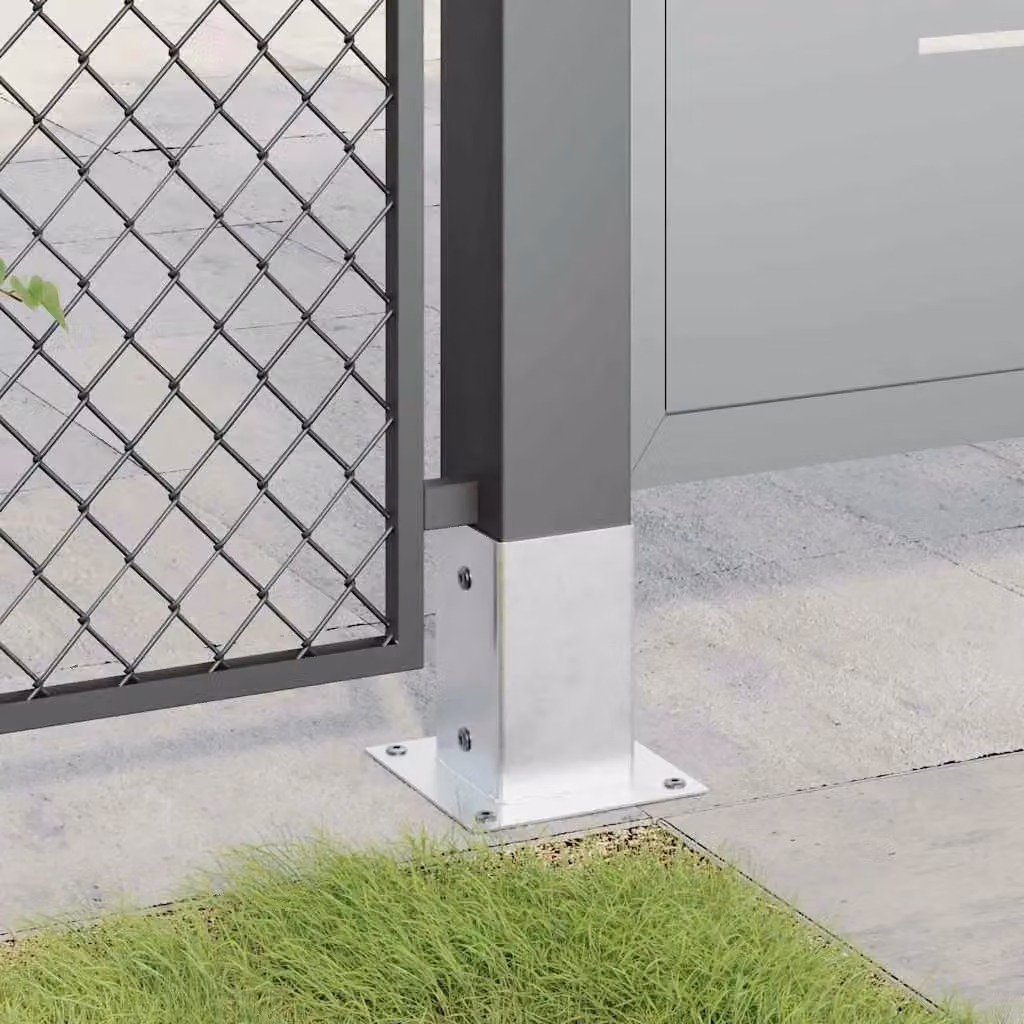 Berkfield Home Square Post Bases, 4 Pack, Silver Galvanised Steel, 91 x 91 mm – 2