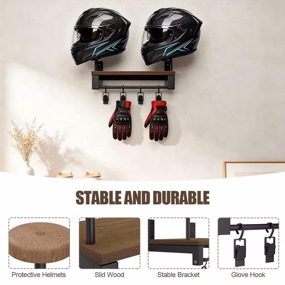 FORGEVIO Wall-Mounted Motorcycle Helmet Holder and Rack in Matt Black – 5