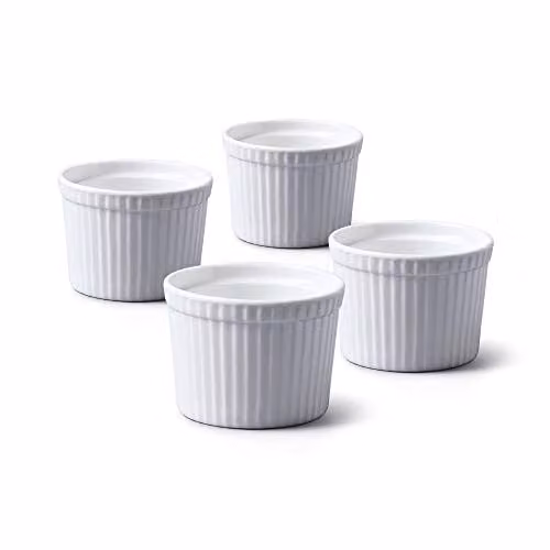 WM Bartleet & Sons Set of 4 White Porcelain Round Deep Ramekins, 7cm Diameter – 1