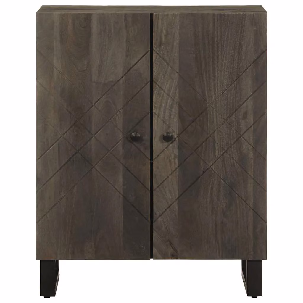 Berkfield Home Black Mango Wood Industrial Sideboard W/D/H: 60 x 33 x 75 cm – 2