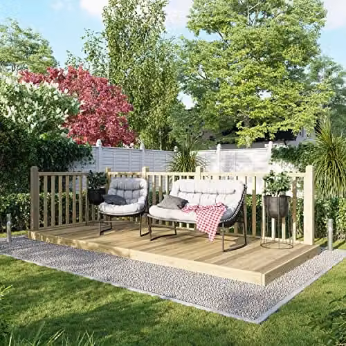 Powersheds Premium Wooden Decking Kit with Hand Rails in Brown