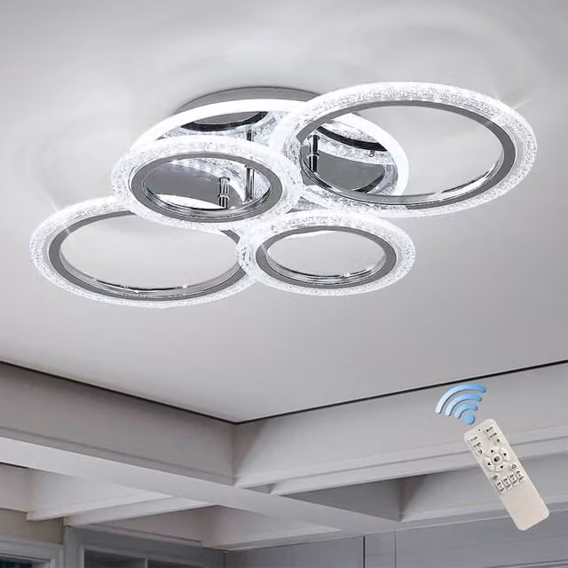 Garwarm Modern 58W Dimmable LED Ceiling Light with 4 Acrylic Rings in White – 1