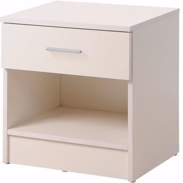 Timber Art Design Rio Costa 1 Drawer Bedside Cabinet in White