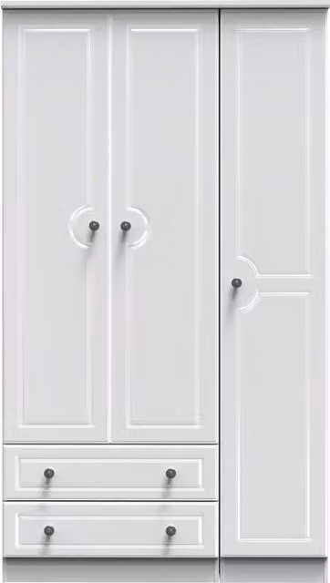 2 U Stirling Triple Wardrobe with 2 Drawers in White