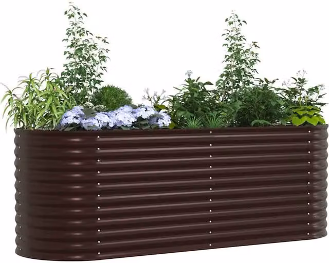 Berkfield Home Garden Brown Galvanised Steel Raised Bed W/D/H: 240 x 80 x 81 cm – 1
