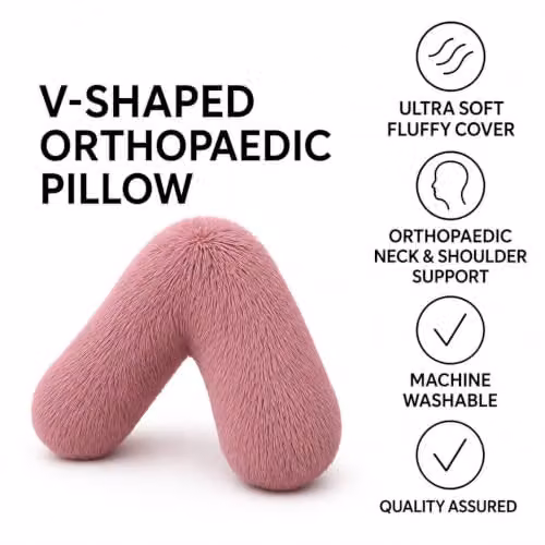 NIGHTZONE Teddy V Shaped Maternity Pillow and Fleece Cover Set in Blush Pink – 3