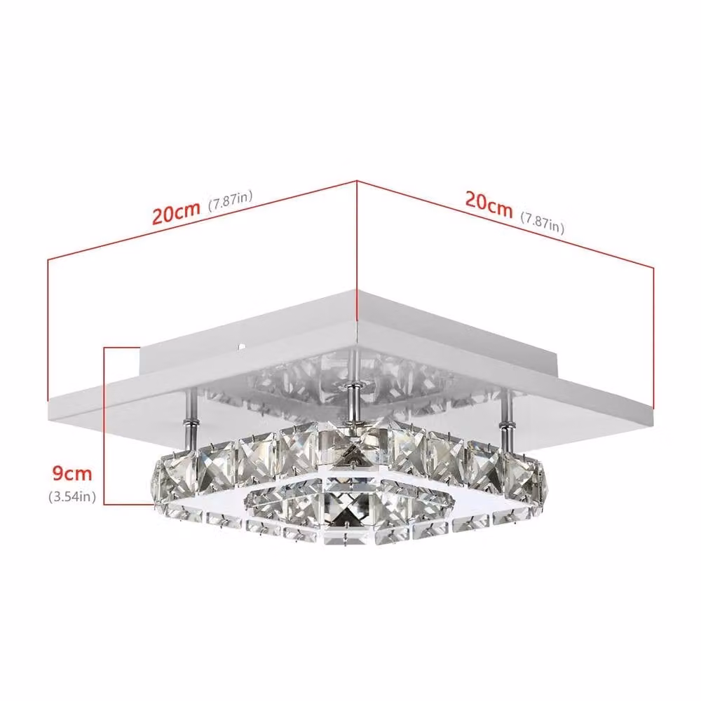 SPETLEK Modern Square Crystal LED Ceiling Light in White – 1