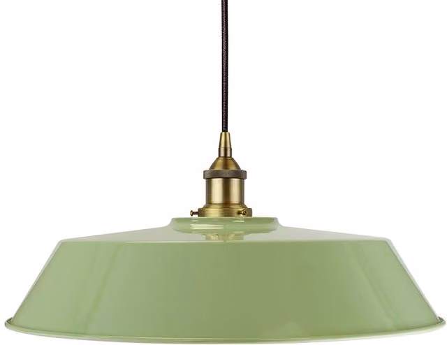 SE Home Chancery Large Cone Pendant Light in Green and Matt Antique Brass