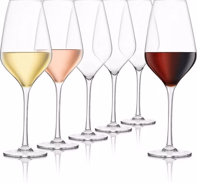 Final Touch Set of 6 Everyday Lead Free Crystal Wine Glasses, 620ml, Clear – 1