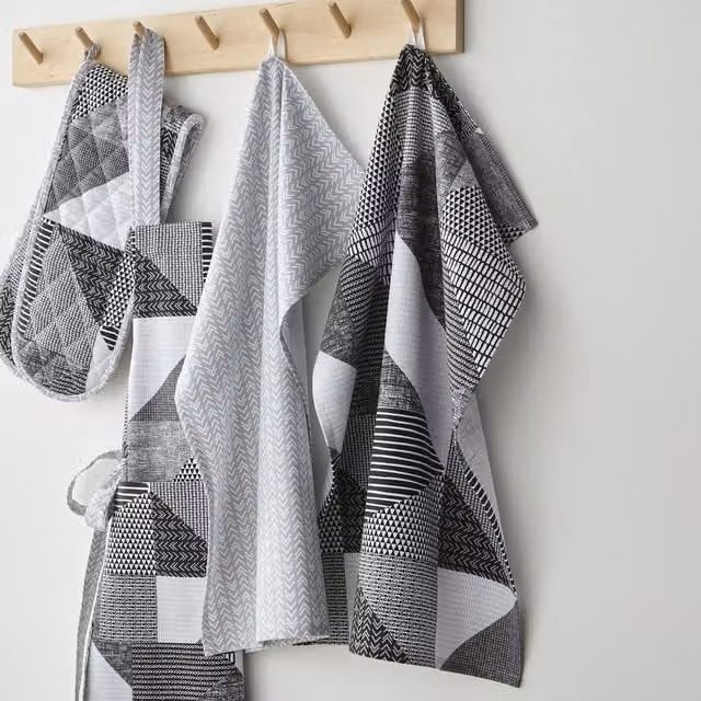 Catherine Lansfield Larsson Geo Two Pack Grey Cotton Tea Towels
