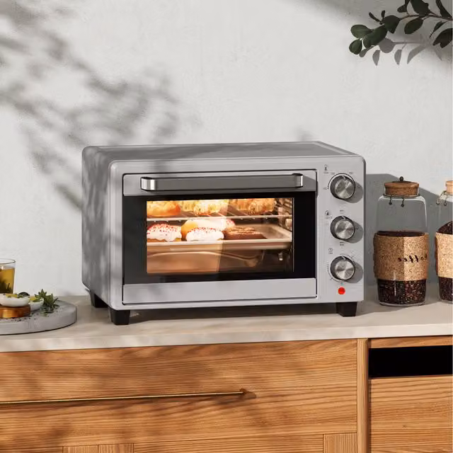 HOMCOM 21L Mini Electric Convection Countertop Oven with Timer in Silver