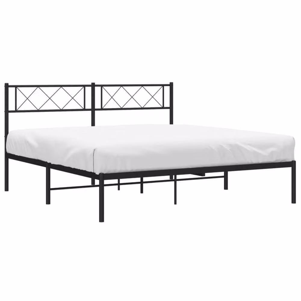 Berkfield Home Metal Bed Frame with Headboard in Black