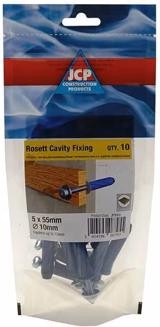 JCP Construction Products Rosett Blue Cavity Anchors, M5 x 55mm, Box of 50