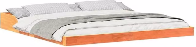 Berkfield Home Modern Waxed Brown Solid Pine Wood Bedding 200 x 210 cm