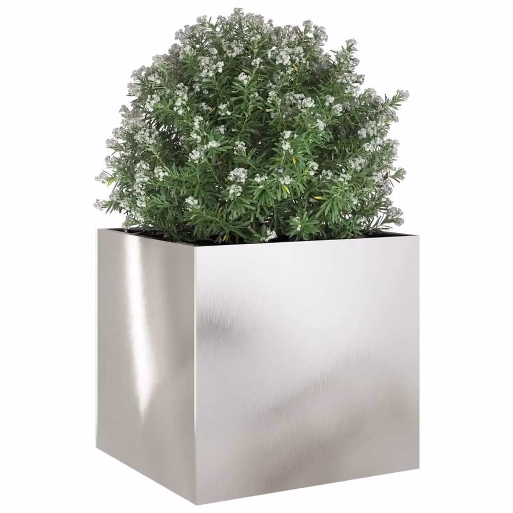 Berkfield Home Stainless Steel Silver Planter Tub W/D/H: 49 x 47 x 46 cm – 3