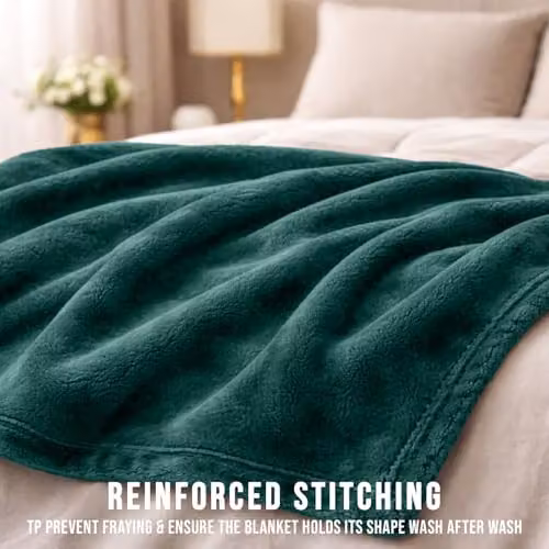 Pamposh Green Flannel Fleece Throw Blanket, W/D/H: 130 x 150 cm – 5