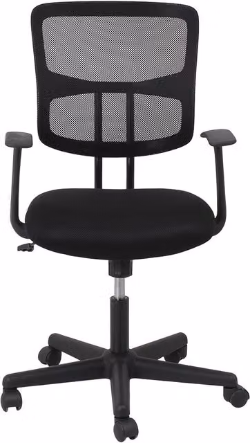 Furniture One Modern Black Swivel Task Chair for Home Office with Armrests and Castors