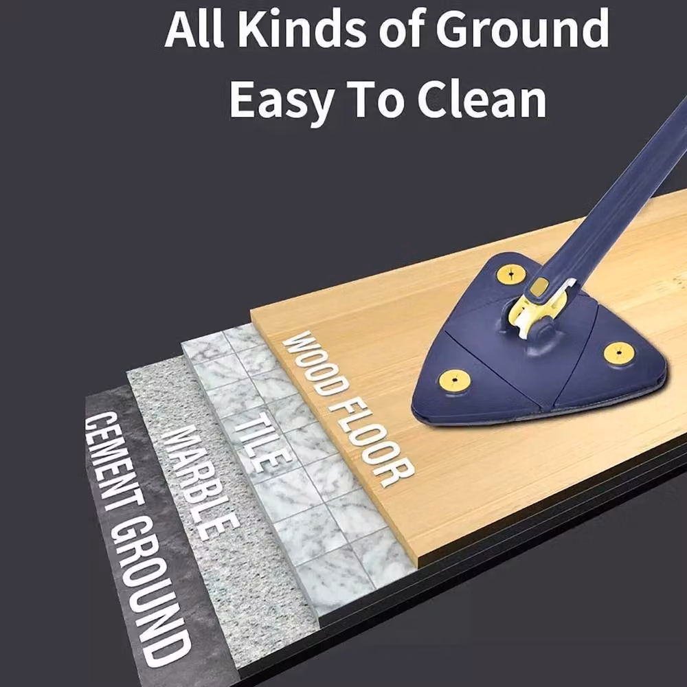 VOGREX Blue Triangle Cleaning Mop with Water Squeegee and Microfibre Head – 4