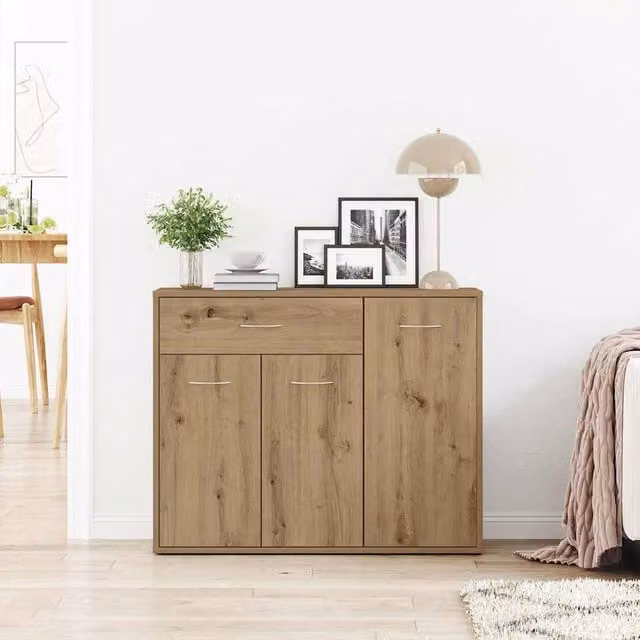 Berkfield Home Artisan Oak Sideboard in Brown, W/D/H: 88 x 30 x 70 cm