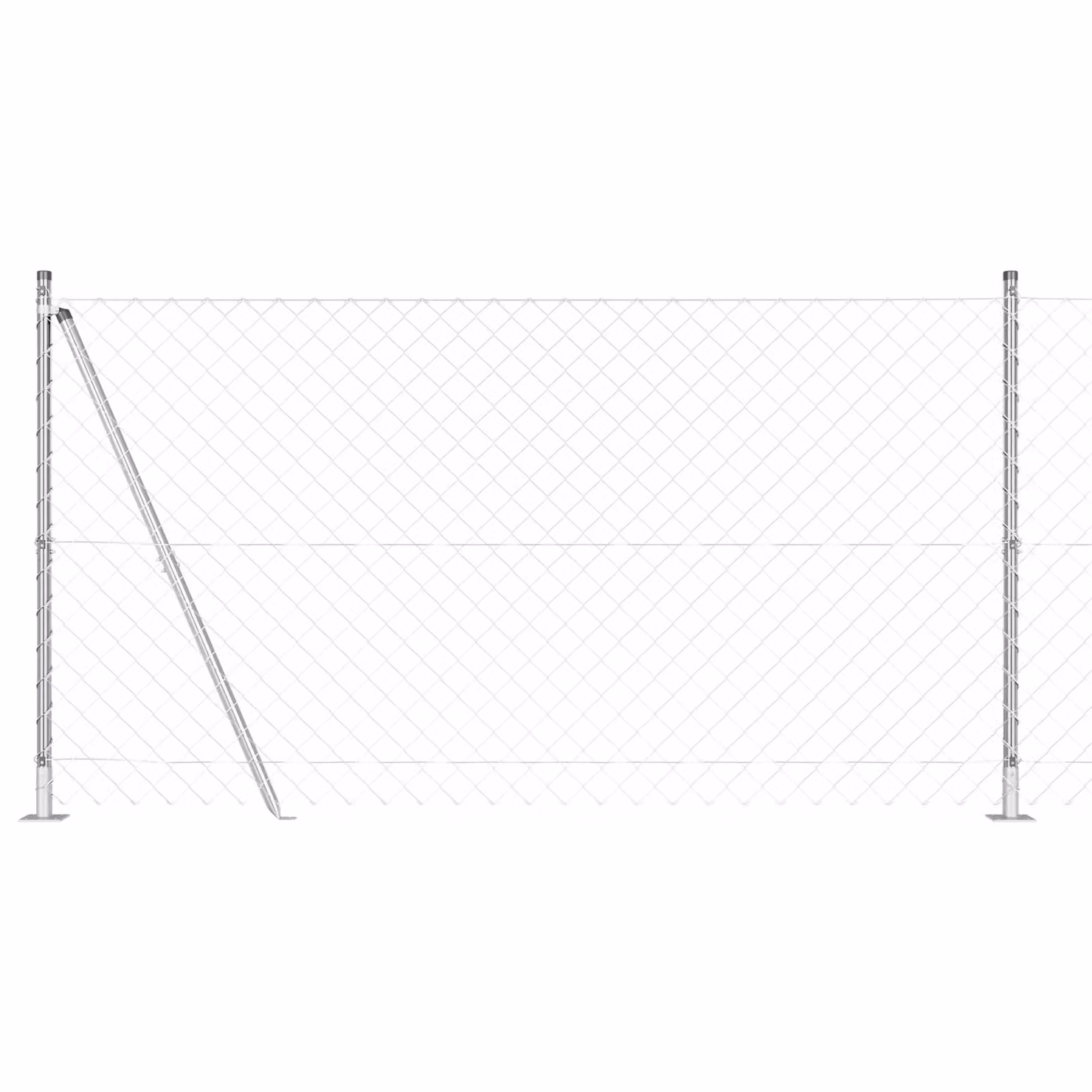 Berkfield Home Galvanised Steel Chain Link Fence in Silver with 7 Flanged Posts, H: 120 cm, W: 10 m – 2