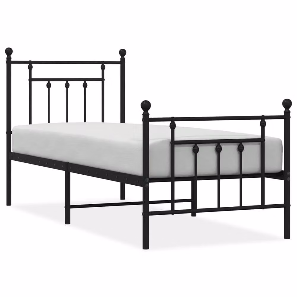 Berkfield Home Metal Bed Frame with Headboard and Footboard in Black, W/D/H: 75 x 190 cm Small Single – 2
