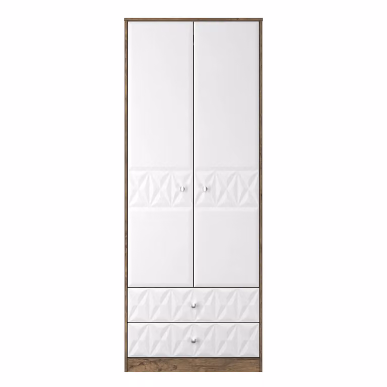 2 U Toledo Ready Assembled 2 Door 2 Drawer Wardrobe in Dark Brown