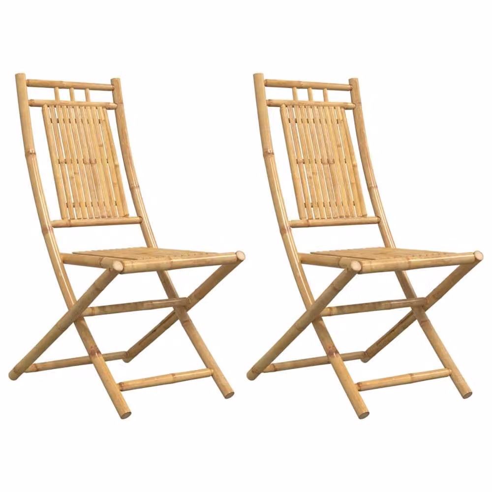 Berkfield Home Beautiful Folding Bamboo Garden Chairs, 2 Pack, Brown, W/D/H: 46 x 66 x 99 cm – 2