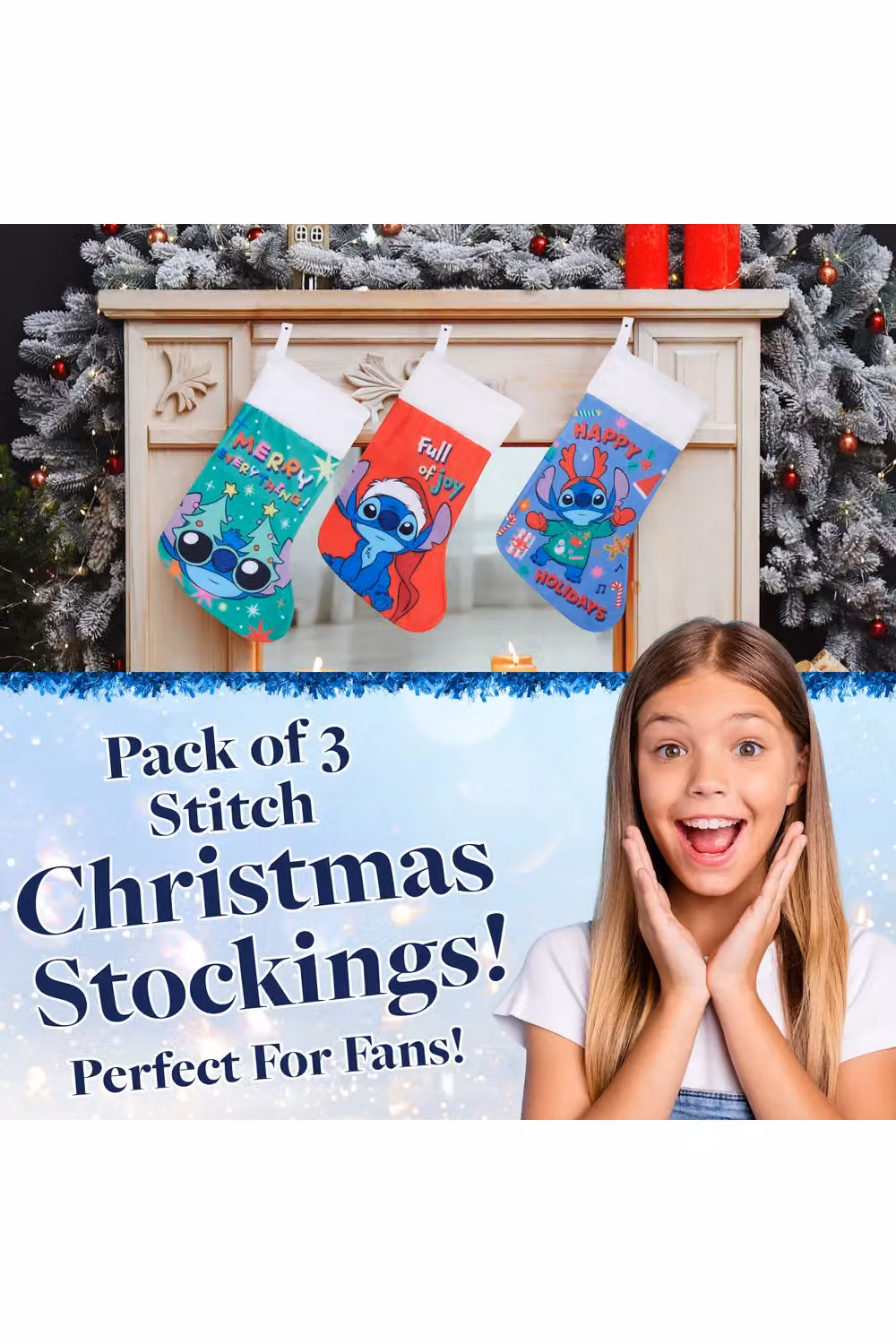 Disney Stitch Multicolour Christmas Hanging Stockings, Pack of 3 – 2